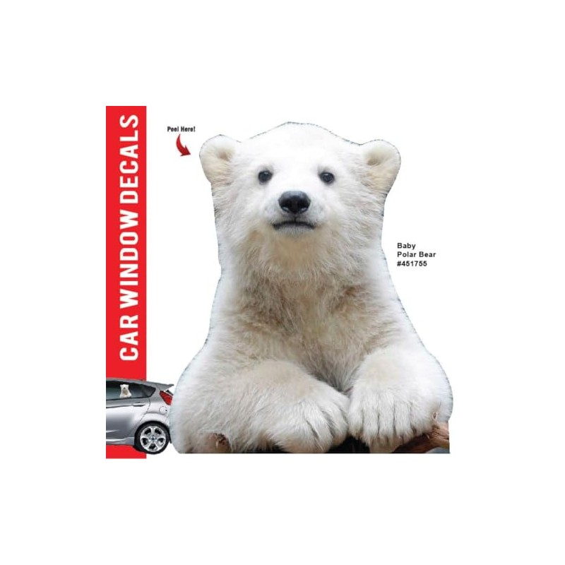Animal Car Window Decals Funny 3D Weatherproof Decals (Polar Bear)