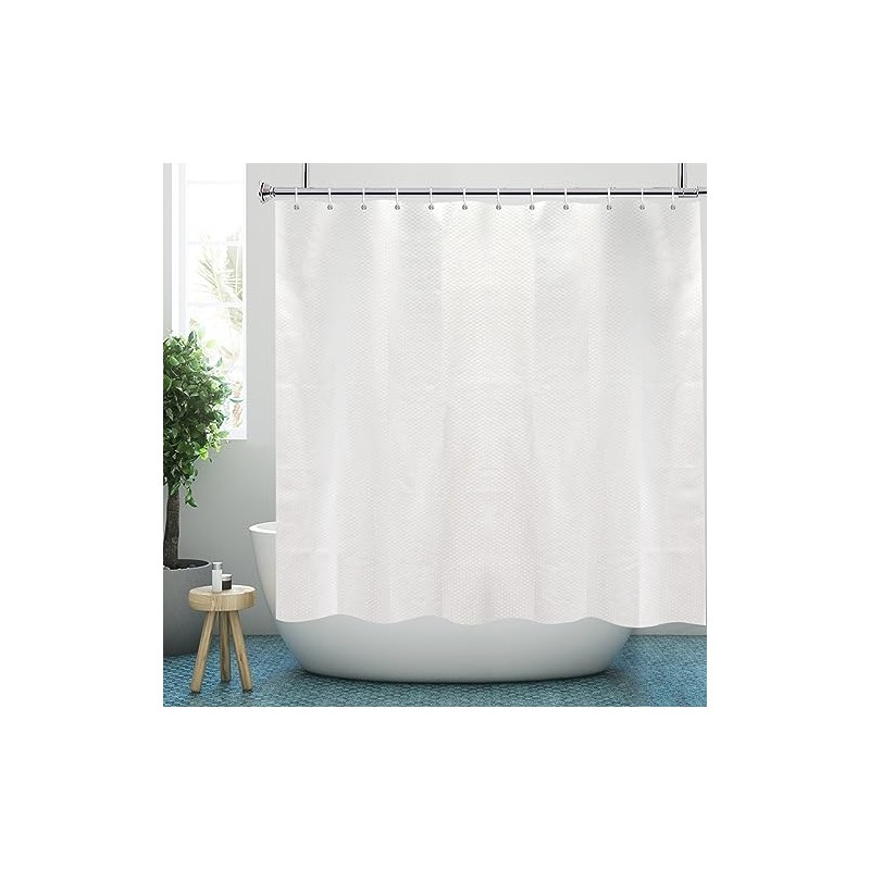 YISURE White Shower Curtains for Bathroom, Waffle Shower Curtain with