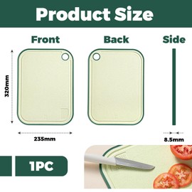 BelleVive Cutting Board, Wheat Straw Kitchen Cutting Boards with Juice Groove, Grinding Area, Non-Slip, BPA-Free, Dishwasher Safe, Easy to Grip, Hanging Holes, Green