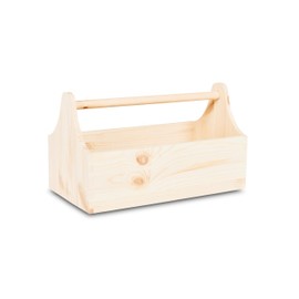 Pinus - Wooden Tool Box, Made of Natural Pine Wood, Wooden Box with Handle, Tool Box Wood, Tool Carrier, Ideal for Decorations of All Types - Natural Wood