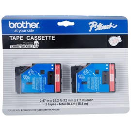 2/Pack 1/2" (12mm) Red on White TC Tape for Brother PT-20, PT20 Label Maker