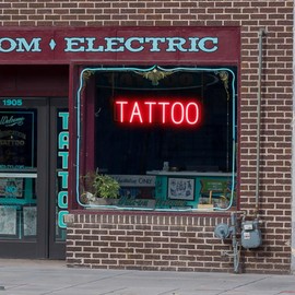 SpellBrite TATTOO Sign | Neon Tattoo Sign Look, Green LED Light | 24.1" x 6.3"