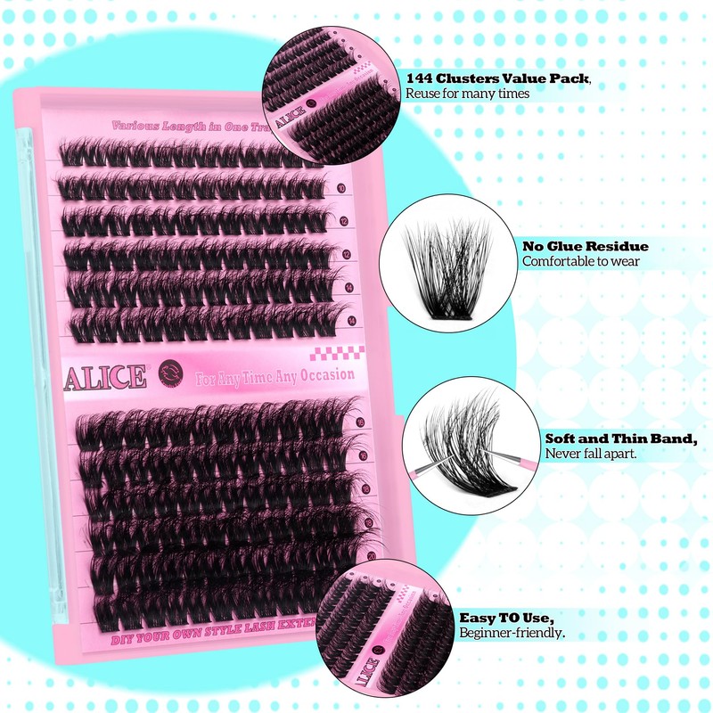Lash Clusters DIY Lash Extensions 10-20MM Cluster Eyelashes 144pcs Wispy