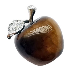 Manekieko Natural Tiger's Eye Apple Crystals and Healing Stones Collectibles, 3 cm Healing Crystal Figure Sculpture Home Ornament Wedding Decoration