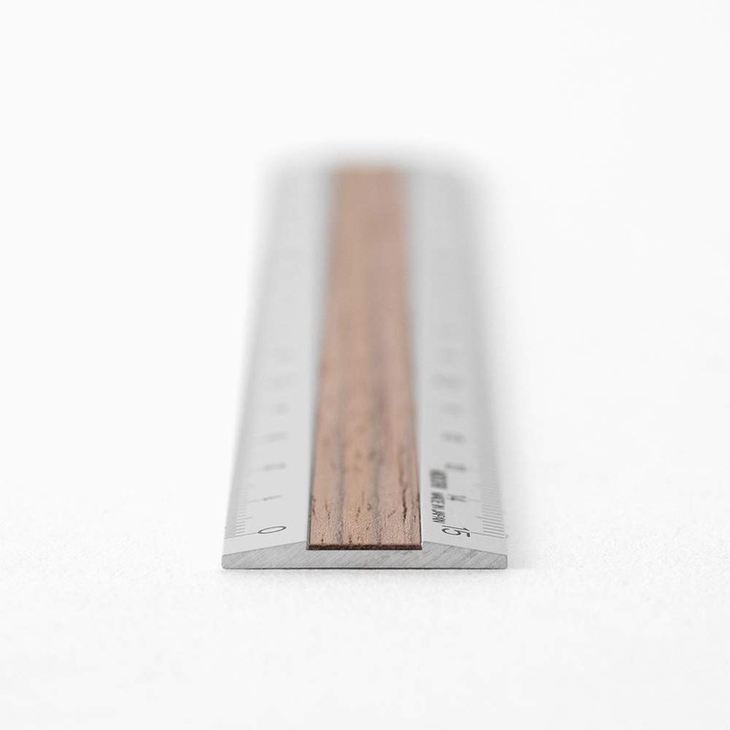 Midori 42274006 Ruler, Aluminum, Wood, 5.9 inches (15 cm), Dark