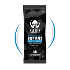 Warrior Waterless Body Wipes - Rinse-Free & Hypoallergenic Cleaning Wipes Enriched with Aloe, Calendula & Vitamin E - Alcohol-Free Unscented Large Size Wipes For Sensitive Skin & Bedridden Patients