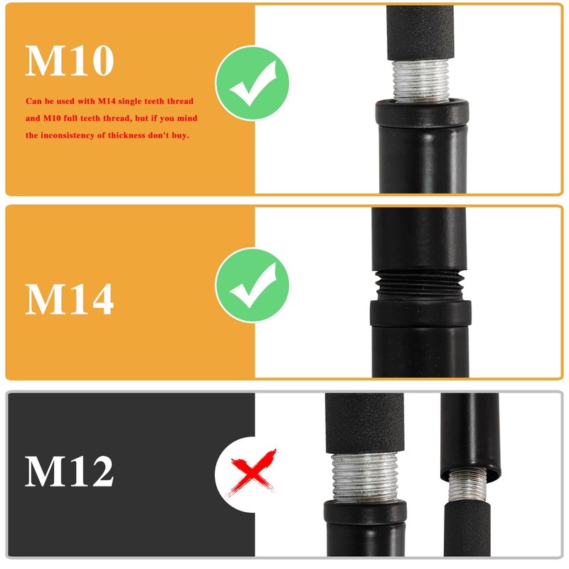 KCO Lighting M14 Threaded Extension Rod 7.89“ and 11.8" Black