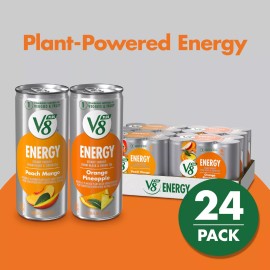V8 Energy Variety Pack 24 Cans 8 Fl Oz Peach Mango Orange Pineapple Juice