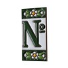 Ceramic House Tile Numbers & Letters, Green Floral Design, Tile