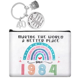 Radsocken 40th Birthday Gifts for Women Makeup Bag Gifts Rainbow Make Up Bag Small Travel Gifts Retirement Leaving Gifts Inspirational Keyring Thank You Gifts for Women Teacher