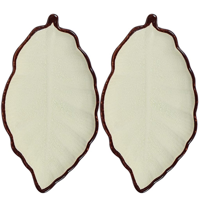 Sanbege 2 Pack Leaf Spoon Rest, Ceramic Ladle Holder, Modern