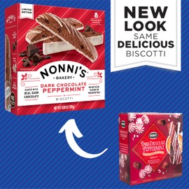 Nonni's Dark Chocolate Peppermint Biscotti - 3 Boxes Christmas Cookies - Italian Biscotti Cookies w/Dark Chocolate White Icing & Peppermint Candy - Biscotti Individually Wrapped Cookies - 6.88 oz