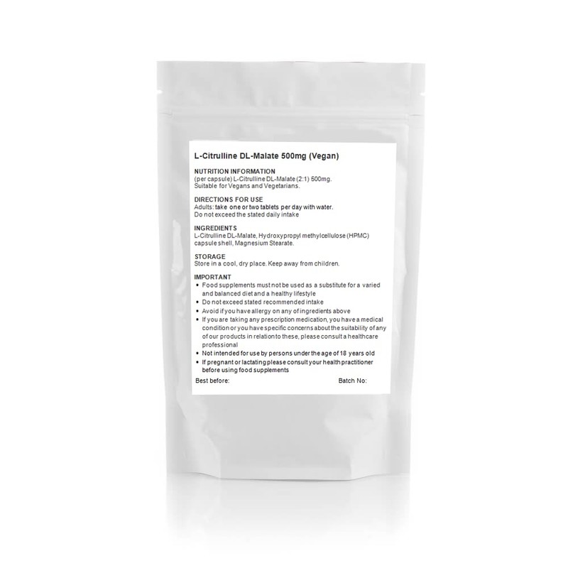 L-Citrulline DL-Malate 500mg Capsules | Muscle Performance and Recovery |
