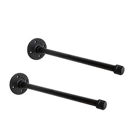 1/2" Industrial Black Iron Pipe Shelf Brackets, Rustic Wall Mounted DIY Shelving Brackets Hanging Custom Pipe Brackets for Floating Shelves (2, 12")