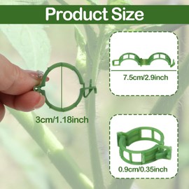 100 Pcs Plant Support Clips, Secure Plastic Plant Clips for Support Grape Vine, Tomato Clips for String Trellis to Grow Upright and Healthier, Garden Clips Outdoor Indoor Use(Green)