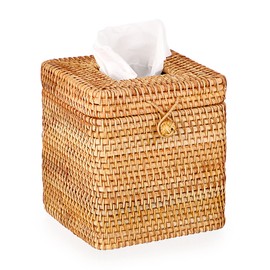 IGNPION Rattan Tissue Box, Decorative Cosmetic Tissue Box, Handwoven Tissue Box, Napkins Storage Box for Home, Hotel (14.8 x 14.8 x 16 cm, Natural)