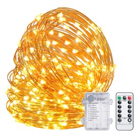 TingMiao Fairy Lights 33ft 100 LED String Lights Battery Operated with Remote Waterproof Copper Wire Lights for Indoor Decorative Lights