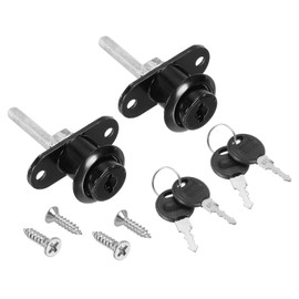 PATIKIL 16mm Drawer Locks with Keys, 2 Pack Zinc Alloy Nickel Plated Drawer Lock Keyed Different for Furniture Drawer Showcase Locker, Black