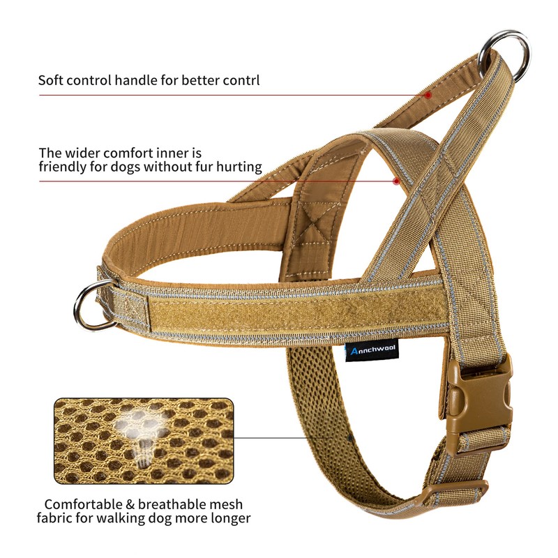 Annchwool No Pull Dog Harness with Soft Padded Handle,Reflective Strip