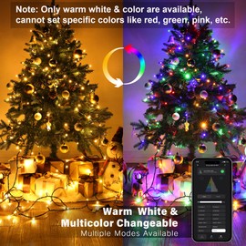 BrizLabs Smart Christmas Lights, 180FT 500 LED Color Changing Christmas Lights with App/Voice Control, Dimmable Warm White & Multicolor Mini Light String, Decorative Xmas Light for Indoor Outdoor Tree