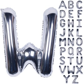 Large Mylar Foil Helium Letter Balloons 40 Inch Silver Balloons Alphabet Letters for Birthday Bridal Shower Anniversary Decorations (Letter W)