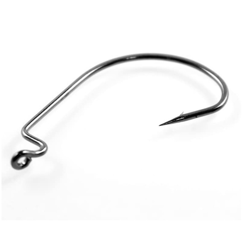 Freell 100pcs Offset Hooks #6 Worm Hooks Black Bass Rockfish