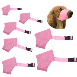 CILKUS Dog Muzzles Suit, 7 PCS Adjustable Breathable Safety Small Medium Large Extra Dog Muzzles for Anti-Biting Anti-Barking Anti-Chewing Safety Protection (Pink)