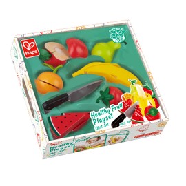 Hape , Juego de rol , Frutas Saludables con Cuchillo de Juguete Realista para Aprender y Jugar. Accesorio Cocina. De 2 a 8 años. E3171
