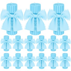 Nuanchu 12 Pcs Wedding Candle Favors for Guests Gifts Twisted Hourglass Pillar Candle with Ribbon for Bridesmaid Groomsman Bridal Shower Housewarming Party Favors(Blue)