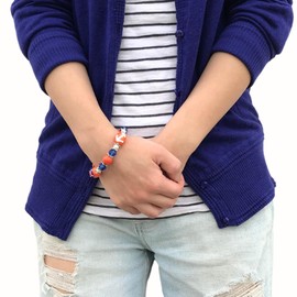 Fiona Accessories US Coast Guard Bracelet Gift, USCG Pride Glass Beaded Stretch Bracelet, Birthday Christmas Gift for Her, Armed Forces Jewelry, 1 pc