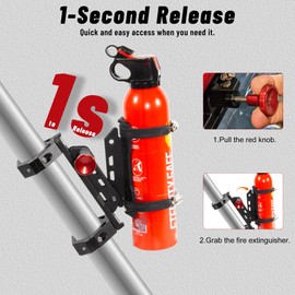 UTV Fire Extinguisher Mount Kit- Quick Release Roll Bar Fire Extinguisher Bracket Holder for Any Vehicle with 1.75"-2" Roll Bar, Compatible with Polaris RZR/Can Am X3/Jeep Wrangler