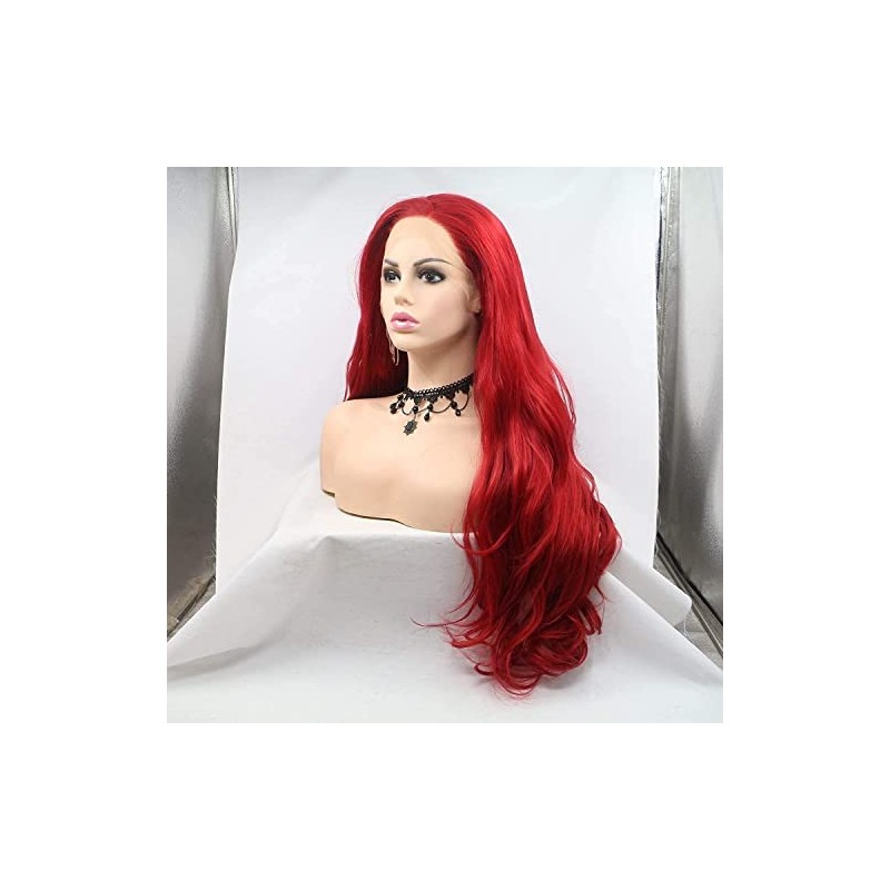 Synthetci lace front wigs (red loose wave)