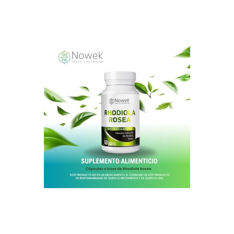 Nowek Rhodiola Rosea 60 Cápsulas Suplemento Alimenticio Ingredientes Naturales No