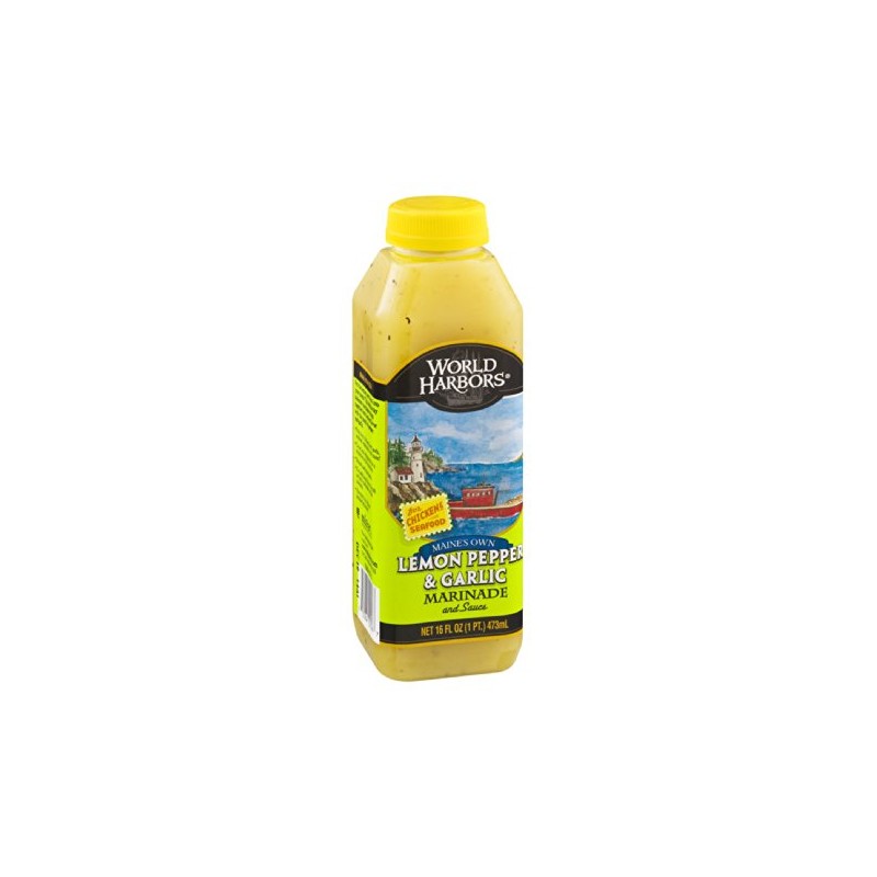 World Harbors Lemon Pepper Garlic Marinade, 18-Ounce Bottles (Pack of