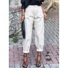 Astylish Women White Jeans High Waist Casual Loose Boyfriend Mom