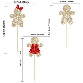 Gyufise 24Pcs Christmas Gingerbread Man Cupcake Toppers Glitter Gingerbread Man Gender Reveal Cupcake Picks for Christmas Baby Shower Boy or Girl Kids Birthday Party Supplies