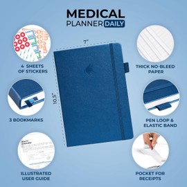 Clever Fox Medical Planner Daily – Health Diary Notebook, Wellness Journal & Self-Care Logbook, Lasts 3 Months, 7x10.5″ (Mystic Blue)