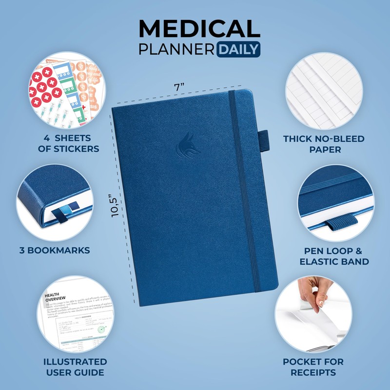 Clever Fox Medical Planner Daily – Health Diary Notebook, Wellness