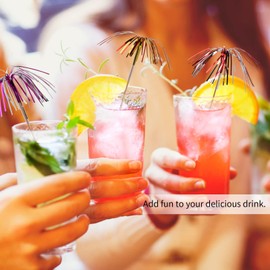 200 PCS Palm Tree Picks, 6 Colour Fireworks Cocktail Sticks, Sparkle Firework Decorations, Wooden Cocktail Toppers for Bars Drink Birthday Wedding Cakes Fruits Party Decoration Accessories