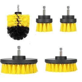 Drill Brushes Brush Attachment - 5 Pack Electric Drill Brush Kit - Great for Pool Tile, Bathroom Toilet, Ceramic Marble Car Automotive (Yellow 5 Pack)