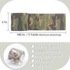 IndigoCase 6 Rolls Self Adhesive Bandage Wrap 2 Inch, CAMO-Mix Color Elastic Athletic Tape, Vet Wrap, Wrist Tape, Small Bandage for Kids, Fingertip, Dog, Pets