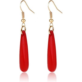 Red Teardrop Fairy Cosplay Earrings 3.5 x 0.7 cm, Zinc, No Gemstone