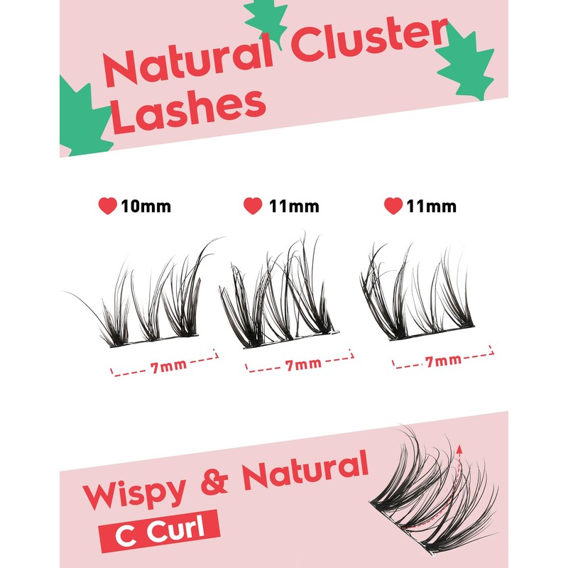Natural Eyelashes Wispy Cluster Eyelashes C Curl DIY Eyelash Extensions
