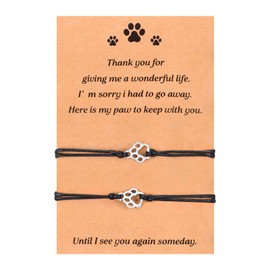 TIESOME 2pcs Dog Death Memorial Gift Bracelet, Pet Paw Print Bracelet Gift Paw Chain Set Dog Death Chain Memorial Furry Friends