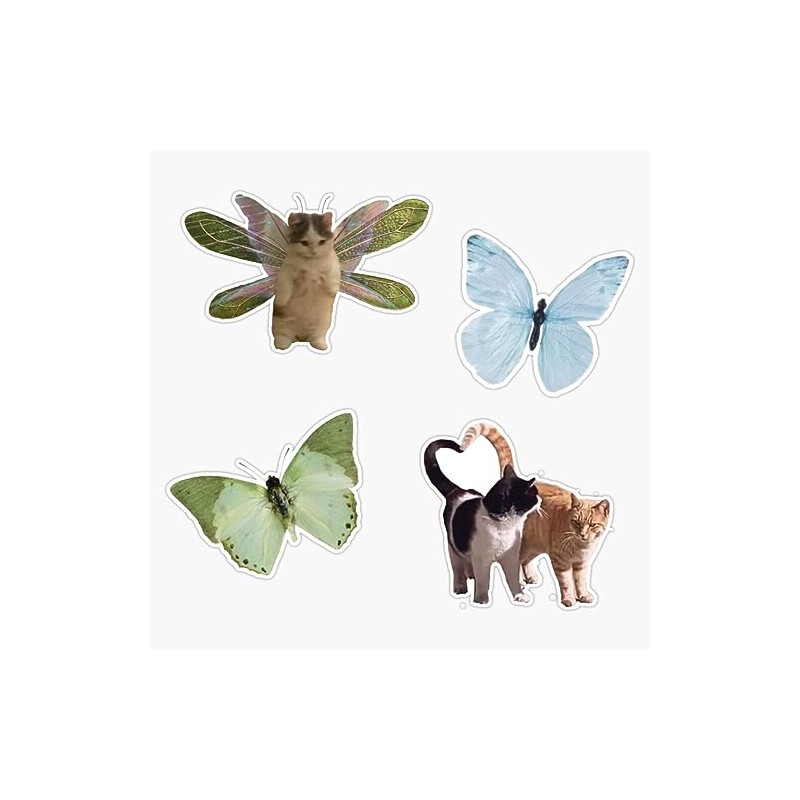 Y2K Butterfly Cats Bumper Sticker Vinyl Decal 5"