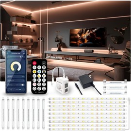 phopollo Motion Sensor LED Strip Lights - 10pcs Under Cabinet Kit with App & RF Remote Control, Dimmable 2700K-6500K Lighting for Kitchen, Counter, Shelf, Dusk to Dawn Night Light - 16.4ft