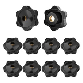 Lvjkes Pack of 10 Star Grip Nuts M6, Thumb Screw, Continuous Bore, Copper Core, Outer Diameter 31 mm, Knurled Nut Suitable for Industrial Equipment, Electrical Engineering, Transport Equipment