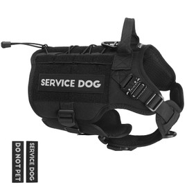 PETNANNY Tactical Dog Harness - Service Dog Harness Emotional Support Dog Vest for Medium Large Dogs, No Pull ESA Dog Vest with Hook & Loop, Working Molle Vest for Training Huntin(Black,M)