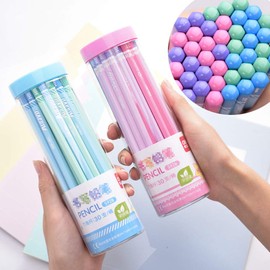 Pencils, Hexagonal Axis, 2B, HB, Pencils, Eco-friendly, Natural Wood Material, Set of 50, Cute Stationery, Elementary School Students, School Entrance Preparation, School Celebration, 2B-blue
