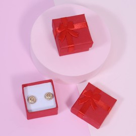 18 Pack Jewellery Ring Gift Boxes, 4 x 4 cm Gift Boxes Bulk for Jewellery, Ring Boxes with Lids and Bow-knot for Jewellery Rings Earrings(Red)